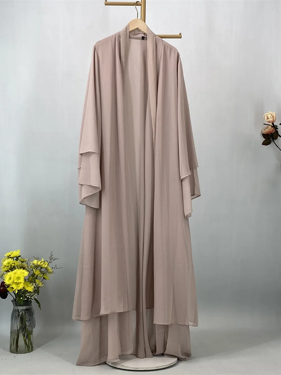 Ramadan Kebaya Chiffon Open Abaya For Women Muslim Dress Kaftan Islam Clothing Caftan Marocain Femme Modest Robe Dubai Kimono