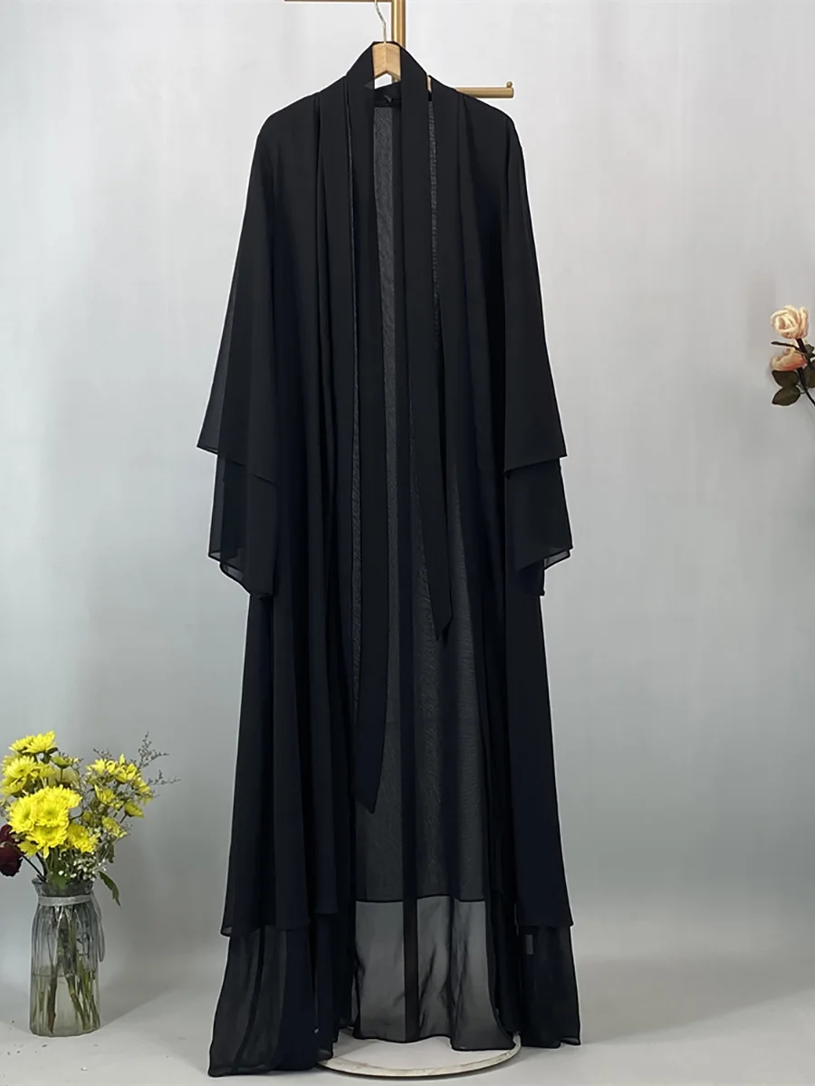 Ramadan Kebaya Chiffon Open Abaya For Women Muslim Dress Kaftan Islam Clothing Caftan Marocain Femme Modest Robe Dubai Kimono