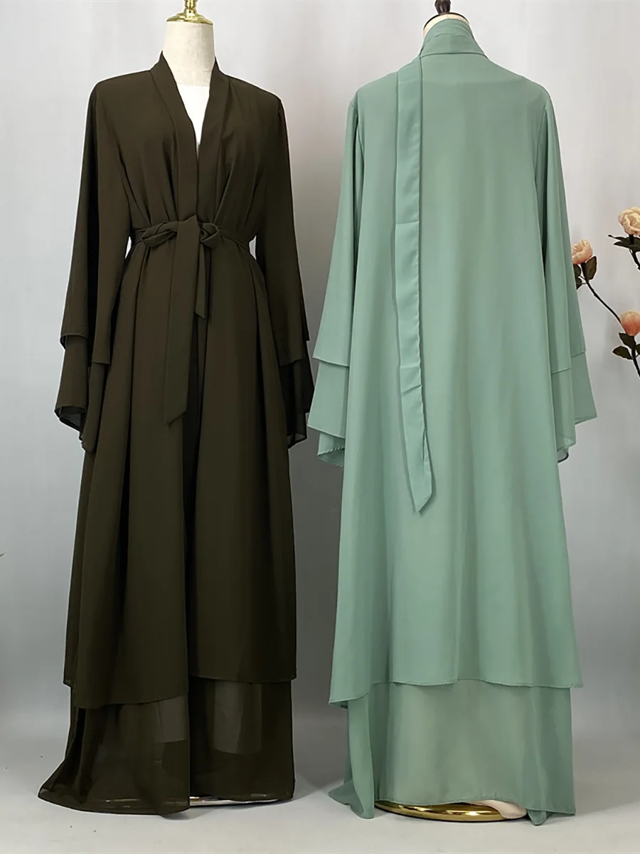 Ramadan Kebaya Chiffon Open Abaya For Women Muslim Dress Kaftan Islam Clothing Caftan Marocain Femme Modest Robe Dubai Kimono