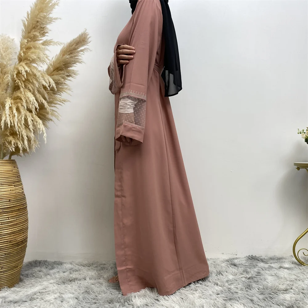 Fashion Party Kebaya Ramadan Eid Soft Polyester Open Kimono Dubai Luxury Muslim Women Abayas For Women Kaftan Islamic Clothing