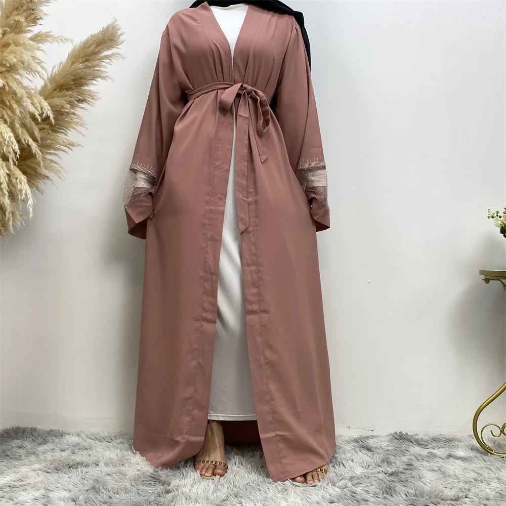 Fashion Party Kebaya Ramadan Eid Soft Polyester Open Kimono Dubai Luxury Muslim Women Abayas For Women Kaftan Islamic Clothing