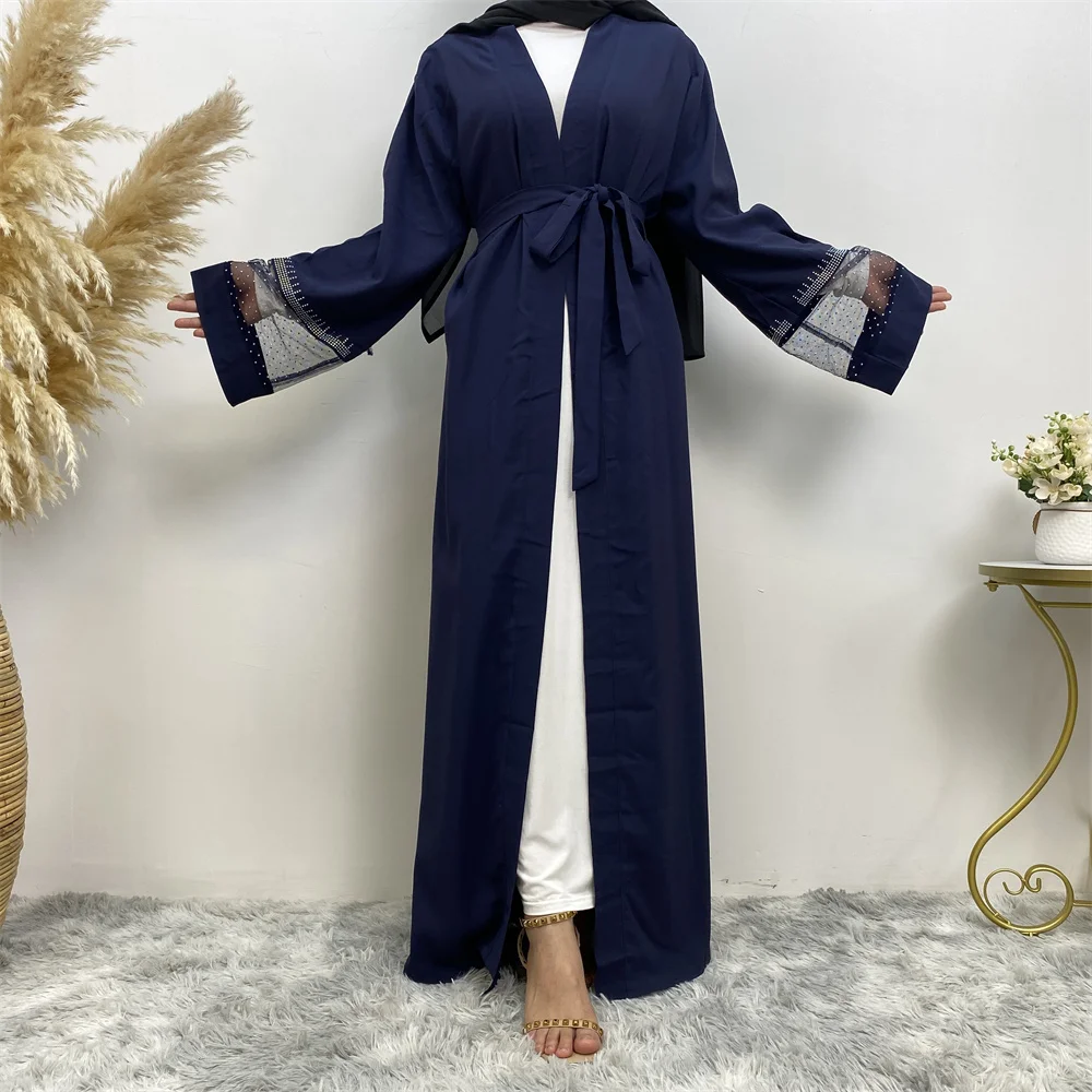 Fashion Party Kebaya Ramadan Eid Soft Polyester Open Kimono Dubai Luxury Muslim Women Abayas For Women Kaftan Islamic Clothing