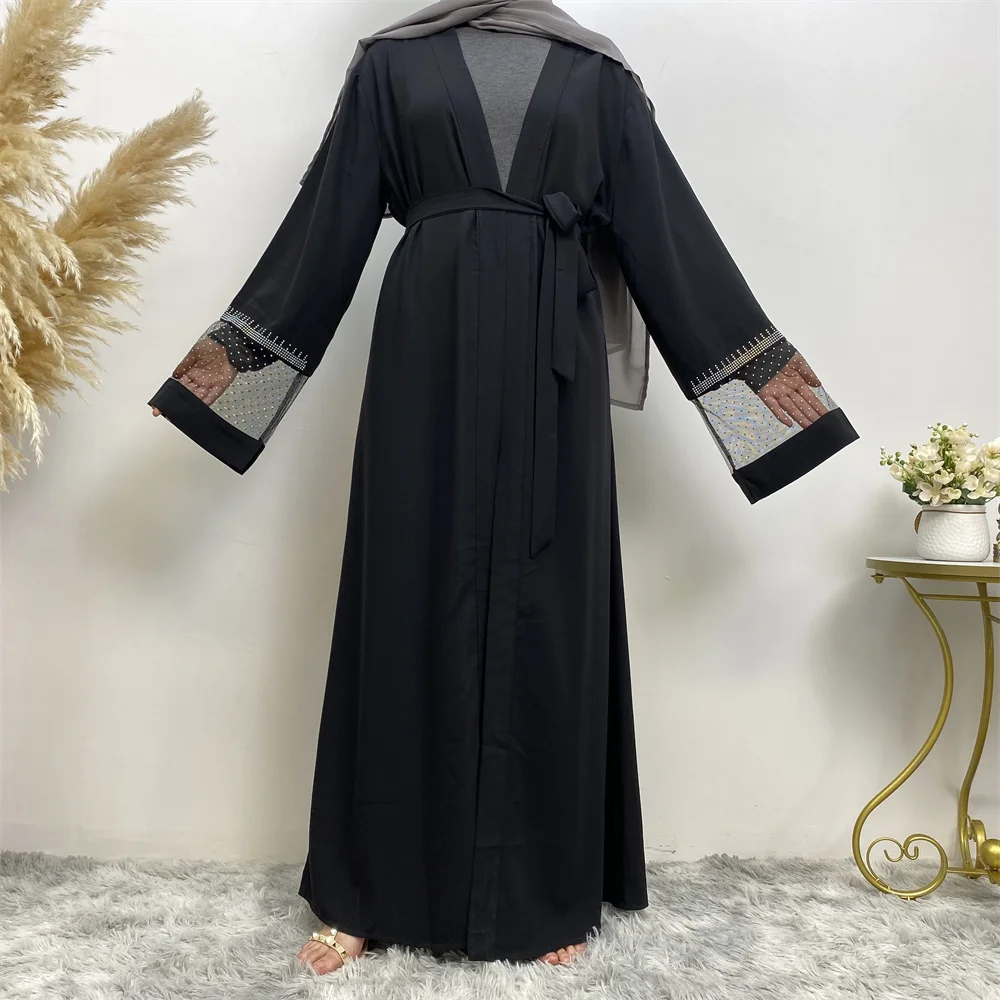 Fashion Party Kebaya Ramadan Eid Soft Polyester Open Kimono Dubai Luxury Muslim Women Abayas For Women Kaftan Islamic Clothing