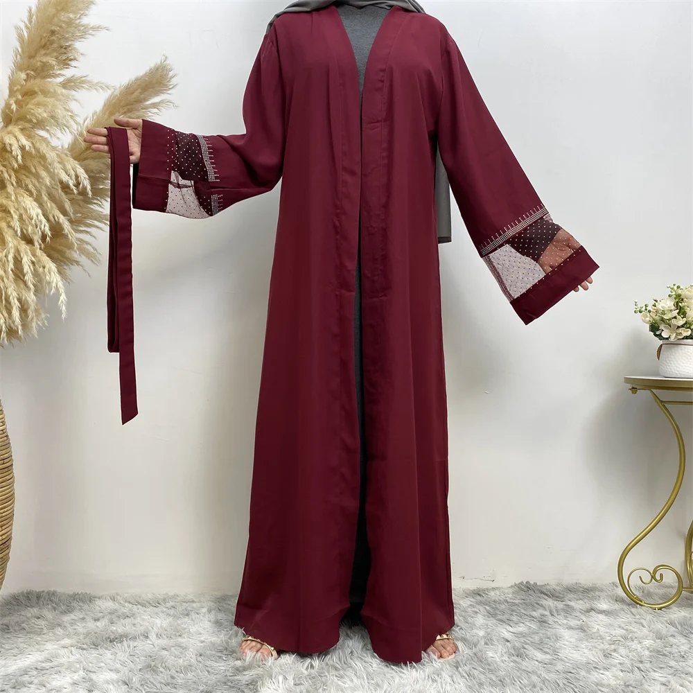 Fashion Party Kebaya Ramadan Eid Soft Polyester Open Kimono Dubai Luxury Muslim Women Abayas For Women Kaftan Islamic Clothing