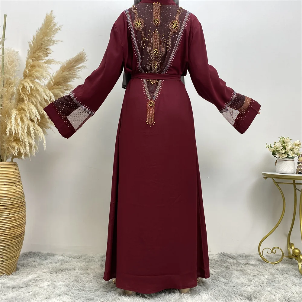 Fashion Party Kebaya Ramadan Eid Soft Polyester Open Kimono Dubai Luxury Muslim Women Abayas For Women Kaftan Islamic Clothing