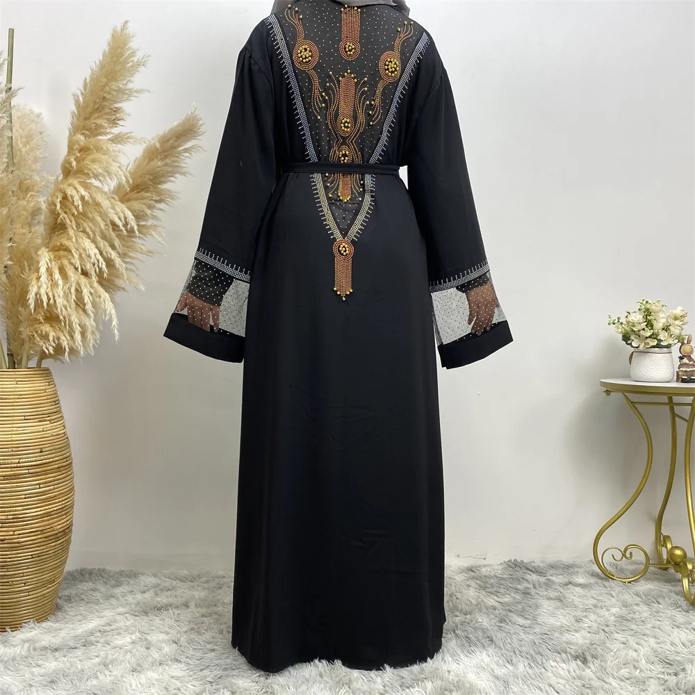 Fashion Party Kebaya Ramadan Eid Soft Polyester Open Kimono Dubai Luxury Muslim Women Abayas For Women Kaftan Islamic Clothing