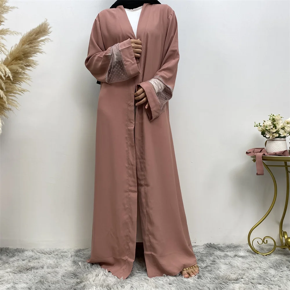 Fashion Party Kebaya Ramadan Eid Soft Polyester Open Kimono Dubai Luxury Muslim Women Abayas For Women Kaftan Islamic Clothing