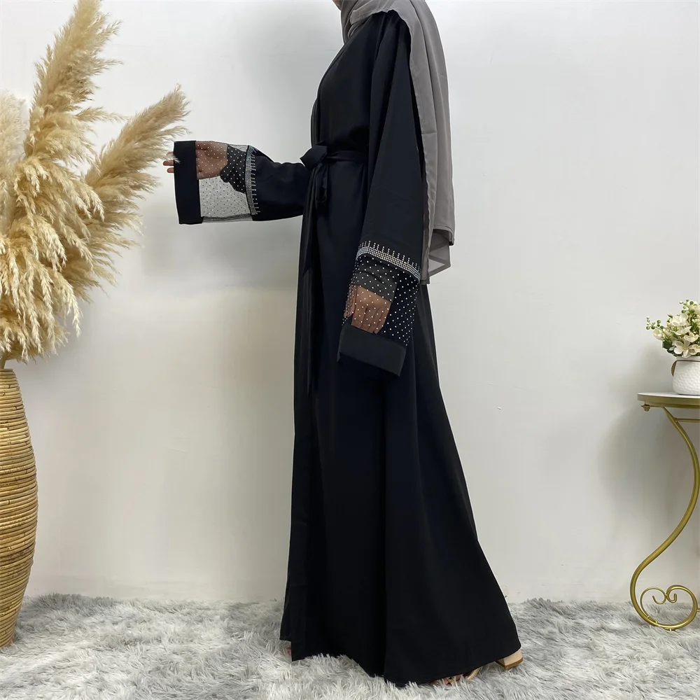 Fashion Party Kebaya Ramadan Eid Soft Polyester Open Kimono Dubai Luxury Muslim Women Abayas For Women Kaftan Islamic Clothing