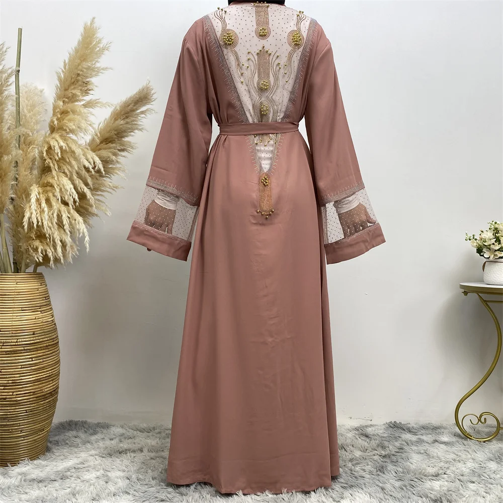 Fashion Party Kebaya Ramadan Eid Soft Polyester Open Kimono Dubai Luxury Muslim Women Abayas For Women Kaftan Islamic Clothing