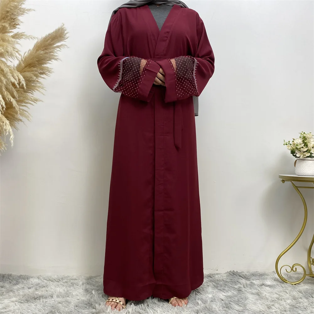 Fashion Party Kebaya Ramadan Eid Soft Polyester Open Kimono Dubai Luxury Muslim Women Abayas For Women Kaftan Islamic Clothing