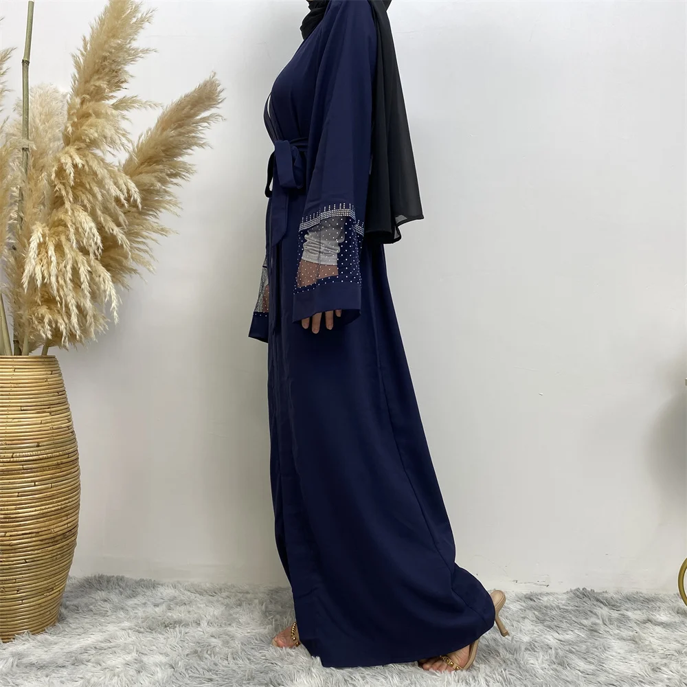 Fashion Party Kebaya Ramadan Eid Soft Polyester Open Kimono Dubai Luxury Muslim Women Abayas For Women Kaftan Islamic Clothing