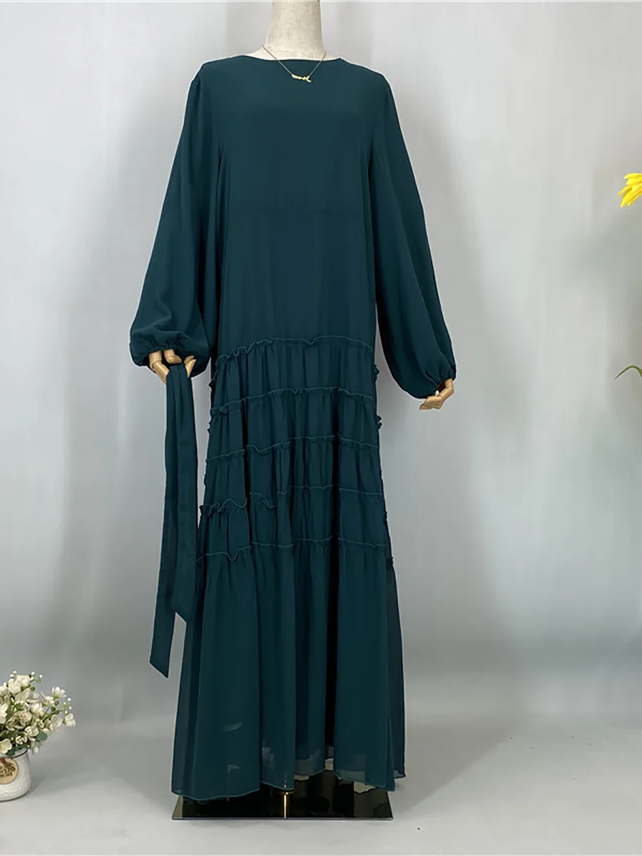 Ramadan Chiffon Kaftan Abaya Dubai Luxury Muslim Women Dress Kebaya Caftan Marocain Femme Modest Robe Islam Clothing Vestido