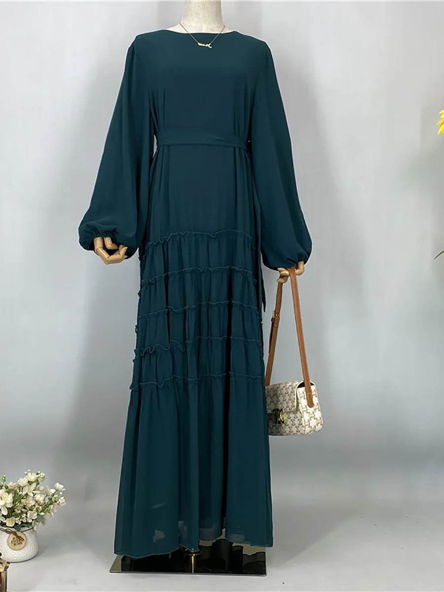 Ramadan Chiffon Kaftan Abaya Dubai Luxury Muslim Women Dress Kebaya Caftan Marocain Femme Modest Robe Islam Clothing Vestido