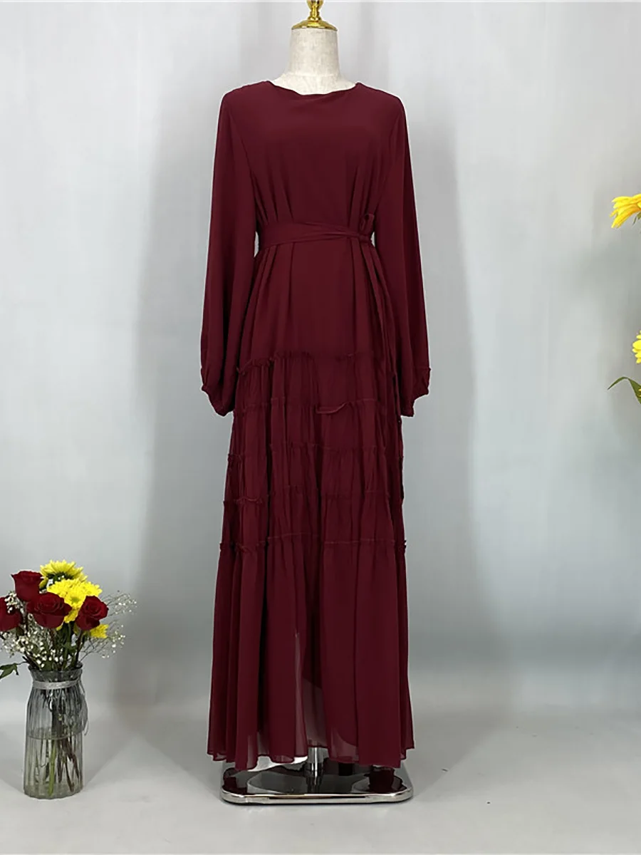 Ramadan Chiffon Kaftan Abaya Dubai Luxury Muslim Women Dress Kebaya Caftan Marocain Femme Modest Robe Islam Clothing Vestido