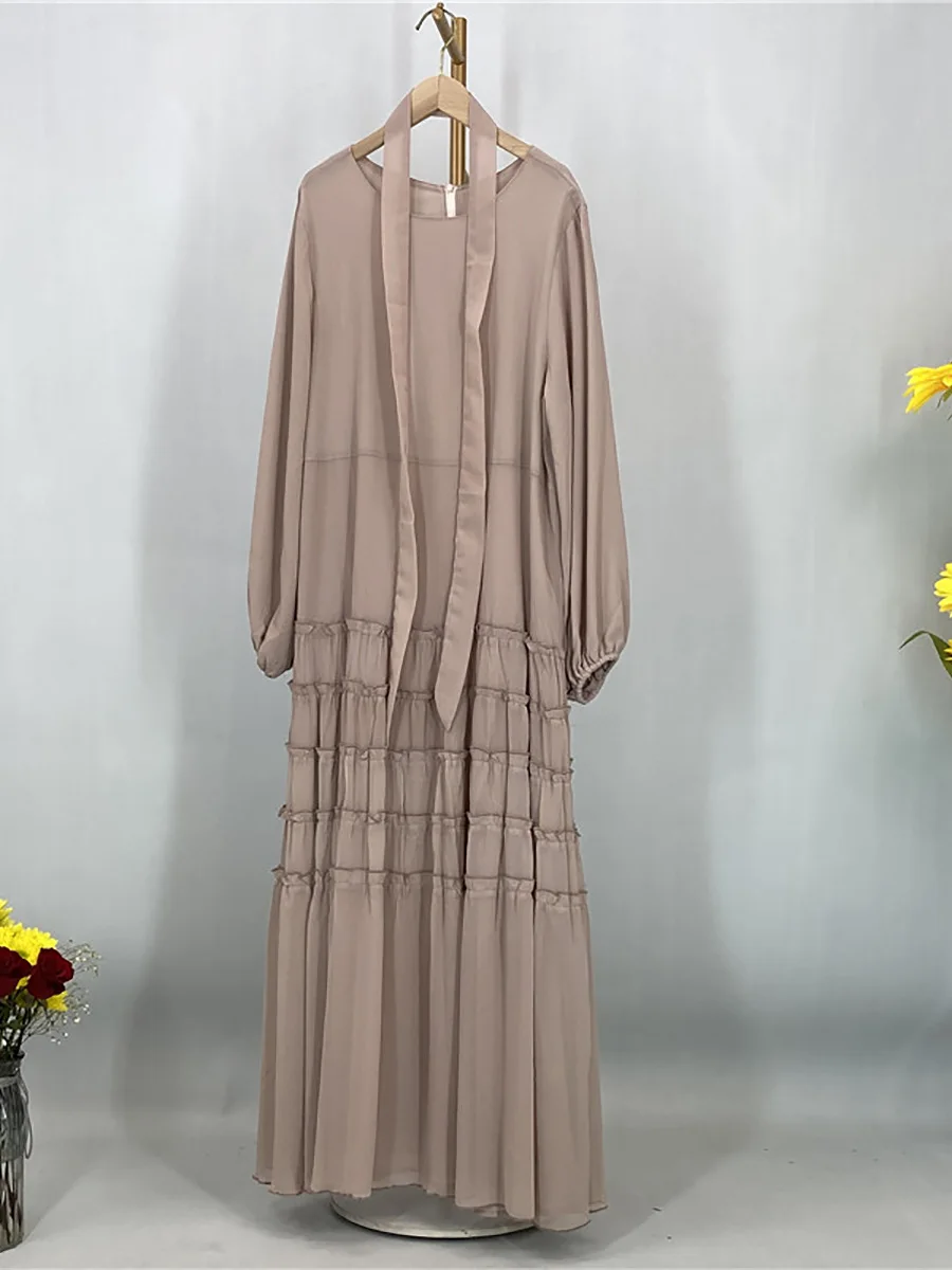 Ramadan Chiffon Kaftan Abaya Dubai Luxury Muslim Women Dress Kebaya Caftan Marocain Femme Modest Robe Islam Clothing Vestido