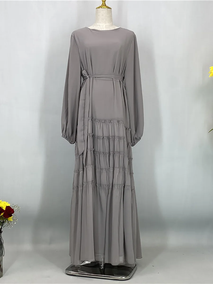 Ramadan Chiffon Kaftan Abaya Dubai Luxury Muslim Women Dress Kebaya Caftan Marocain Femme Modest Robe Islam Clothing Vestido