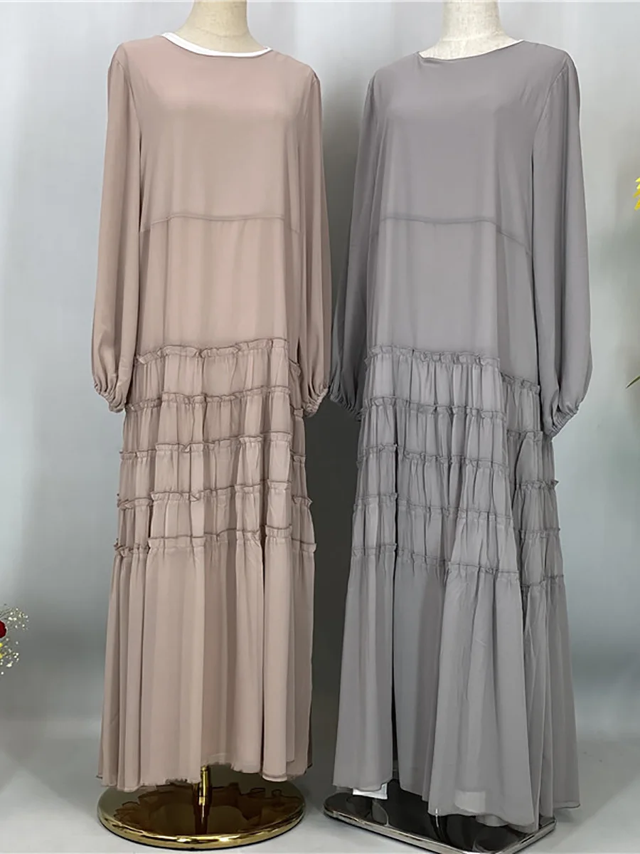 Ramadan Chiffon Kaftan Abaya Dubai Luxury Muslim Women Dress Kebaya Caftan Marocain Femme Modest Robe Islam Clothing Vestido