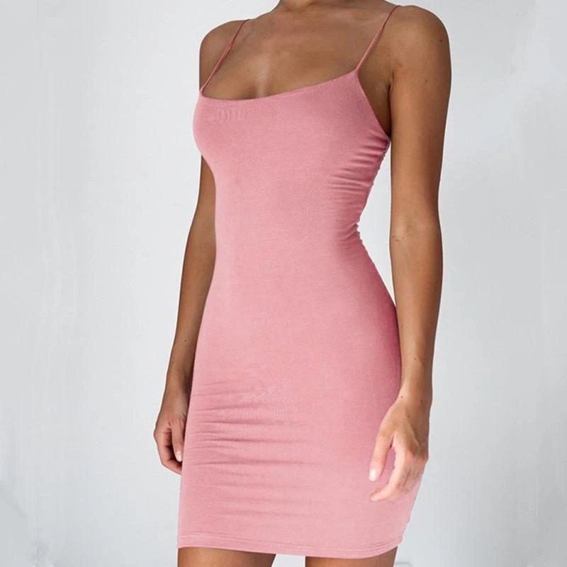 High Waist Women Mini Dress Sexy Spaghetti Strap Bandage Backless Bodycon Dress Summer Slim Sleeveless Dresses Sheath Vestidos