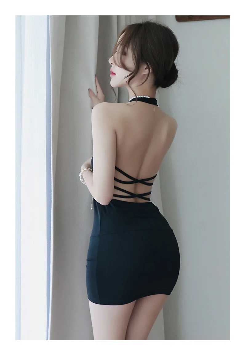 Summer New Women Sexy Dress Deep V-Neck Slim Hot Backless Mini Dress Female Bandage Halter Patchwork Mini Vestidos