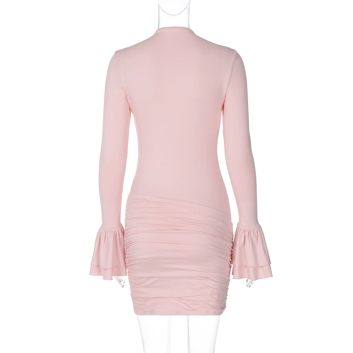 Hawthaw Women 2024 Spring Autumn Long Sleeve Party Club Evening Basic Bodycon Pink Mini Dress Wholesale Items For Business