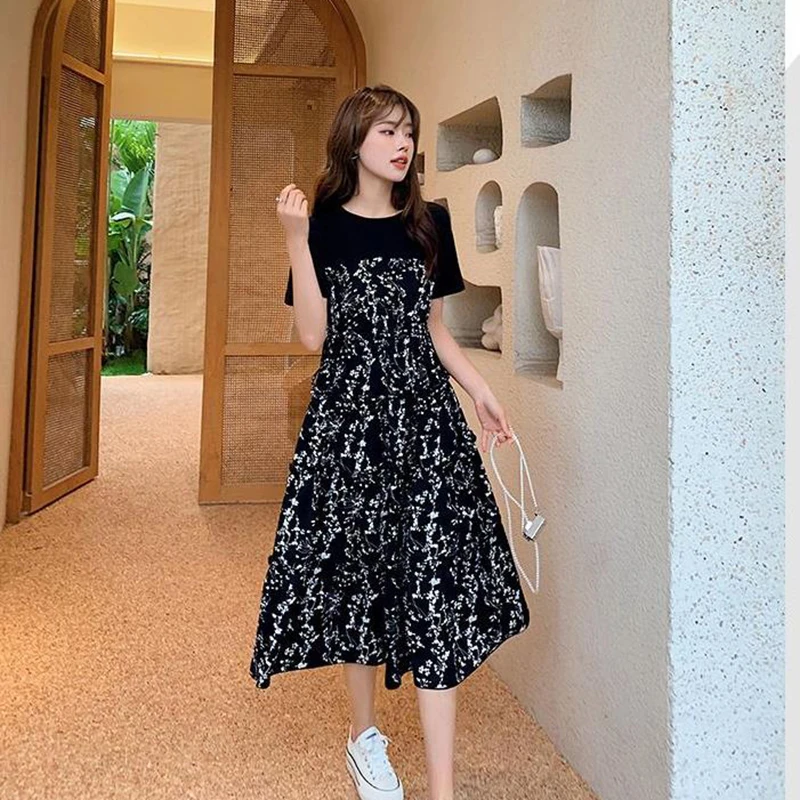 Women's Summer Dress Mid-Length Floral Printed Boho Casual Daily Chiffon Dress