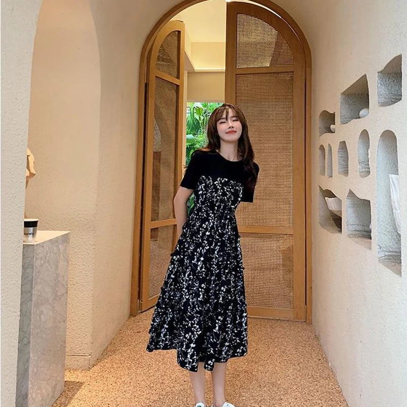 Women's Summer Dress Mid-Length Floral Printed Boho Casual Daily Chiffon Dress