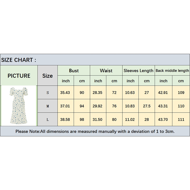 wsevypo Summer Floral Print A-Line Midi Dress for Women Ladies Puff Sleeves Square Neck Flared Dress Party Gown Vestidos