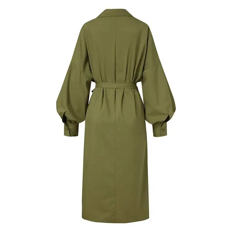 Women Casual Belted Shirt Dress Celmia Elegant Lapel Lantern Long Sleeve Leisure Midi Dress 2023 Fashion Solid Party Vestidos