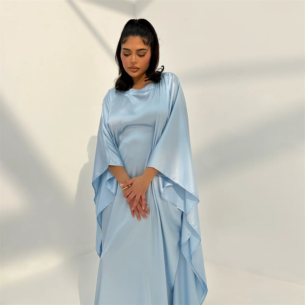 Eid Shiny Batwing Satin Abaya Dubai Luxury 2024 Muslim Abayas For Women Maxi Kaftan Dress Islamic Clothing Caftan Marocain Femme