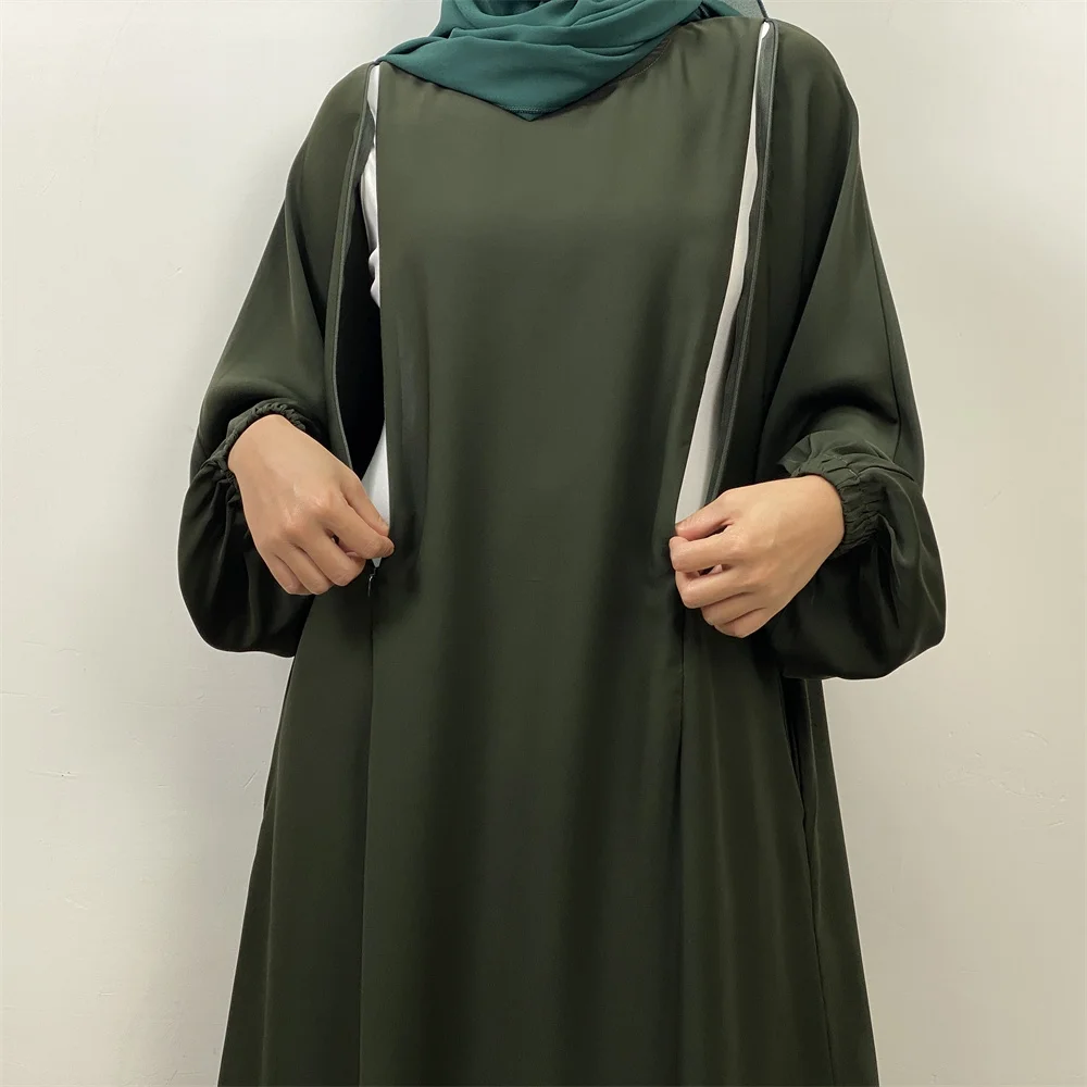 Hot Seller Muslim 2 Front Zippers Breastfeeding Dubai Abaya Holiday Women Day Dresses For Eid Uae Ramadan Clothing Kaftan Black