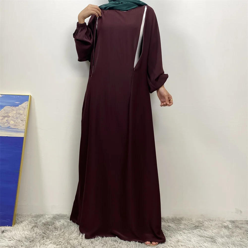 Hot Seller Muslim 2 Front Zippers Breastfeeding Dubai Abaya Holiday Women Day Dresses For Eid Uae Ramadan Clothing Kaftan Black