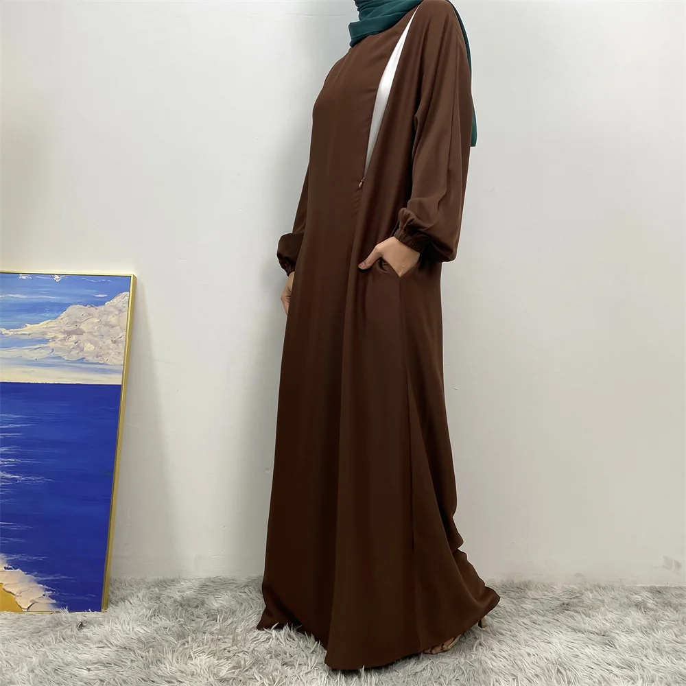 Hot Seller Muslim 2 Front Zippers Breastfeeding Dubai Abaya Holiday Women Day Dresses For Eid Uae Ramadan Clothing Kaftan Black