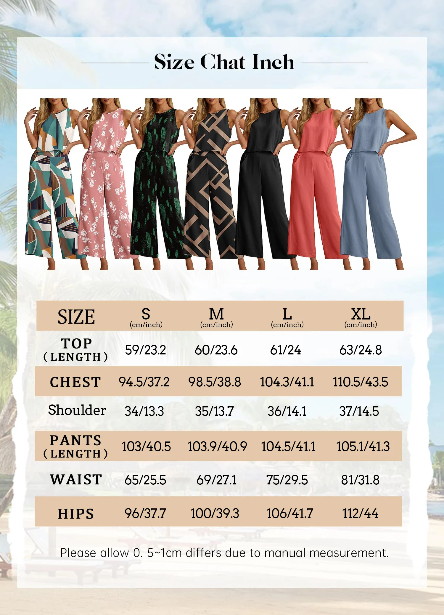 Vintage Hawaiian Print Women's Pant Sets Summer Everyday Casual Women's Fashion Tank Top Outdoor Beach Women's Elegant Pants