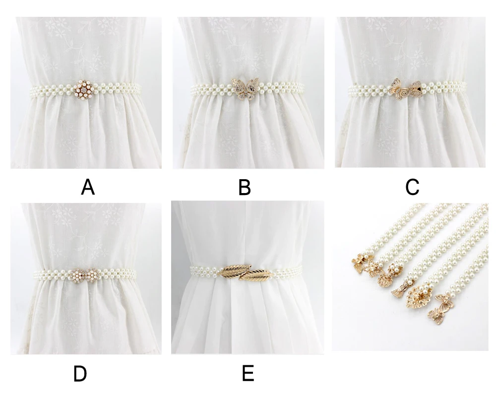 Large Imitation Pearl Waist Chain Women's Elastic Belt with Diamond Decoration Fashion Girdle Skirt Dress Clothing Decoration