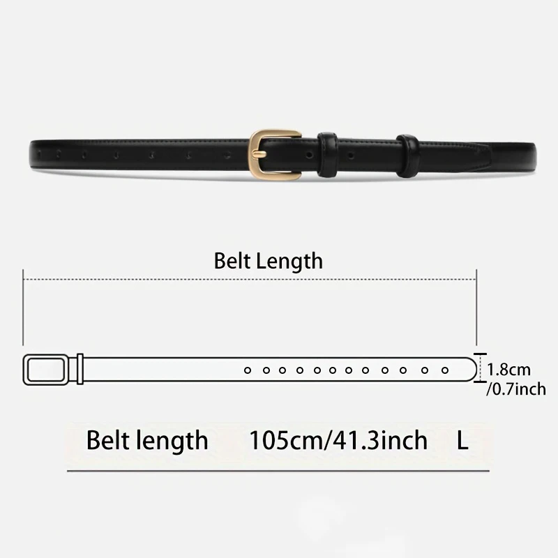 Simple Pin Buckle Skinny Belts Solid Color PU Waistband Adjustable Thin Belt Jeans Pants Belt For Women