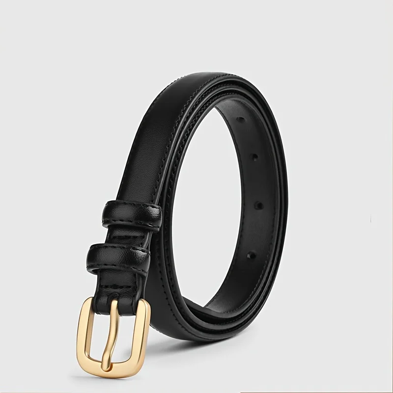 Simple Pin Buckle Skinny Belts Solid Color PU Waistband Adjustable Thin Belt Jeans Pants Belt For Women