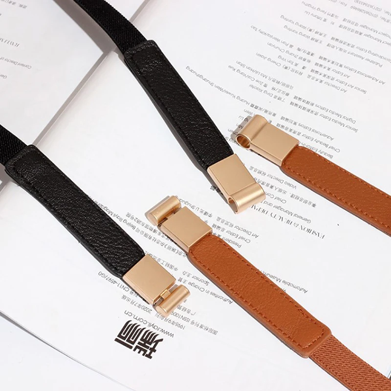 1Pc Elastic Belt For Women Thin Belts Female Waist Jeans Dresses Stretch Strap Ladies Design Elelgant Black Brown Waistband