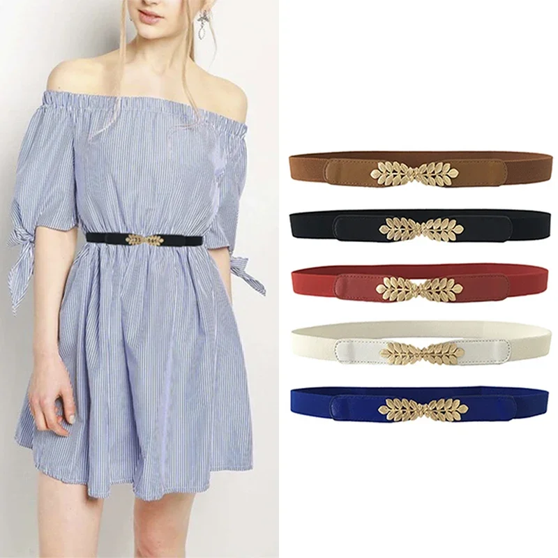 Fashion Women PU Black White Waist Band Thin Elastic Waist Belt Dress Apparel Accessories Cinturon Mujer Hot Sale