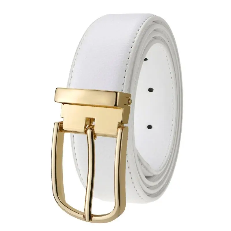 High Quality pin buckle designer belts men white genuine leather Waist Strap Cowskin cintos masculinos fashion ceinture homme