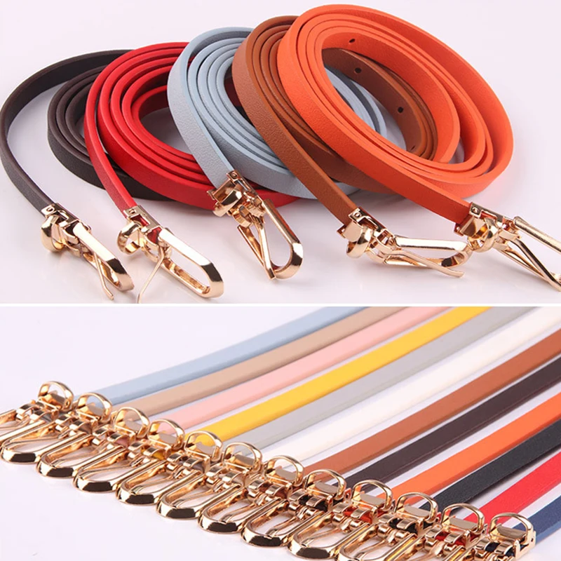 Multi-Color Thin Belts Pu Leather Waistband For Dress Sweater Jean Candy Colors Pin Buckle Waist Strap Casual Waist Belt