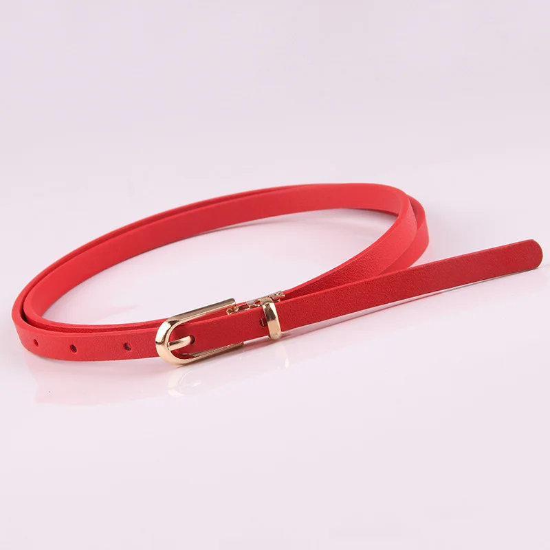 Multi-Color Thin Belts Pu Leather Waistband For Dress Sweater Jean Candy Colors Pin Buckle Waist Strap Casual Waist Belt