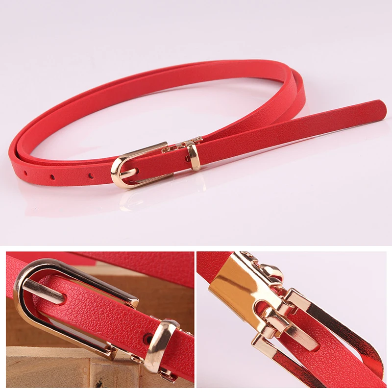 Multi-Color Thin Belts Pu Leather Waistband For Dress Sweater Jean Candy Colors Pin Buckle Waist Strap Casual Waist Belt