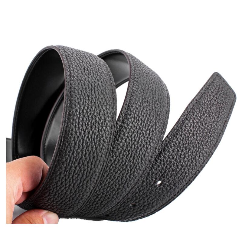 New No Buckle Belt Men's High Quality Male Genuine Real Leather Strap Litchi Grain Belt Cinturones Hombre 3.8cm Men Belt