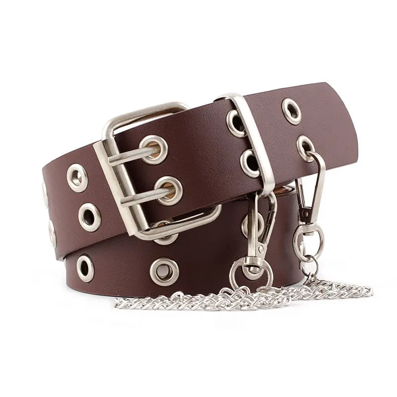 Fashion Alloy Women Belts Chain Luxury for Genuine Leather New Style Pin Buckle Jeans Decorative Ladies Retro Decorative Punk