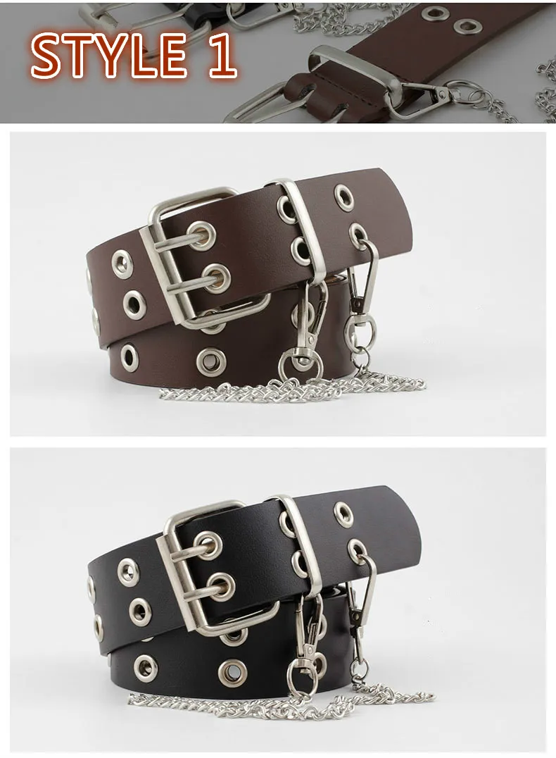 Fashion Alloy Women Belts Chain Luxury for Genuine Leather New Style Pin Buckle Jeans Decorative Ladies Retro Decorative Punk