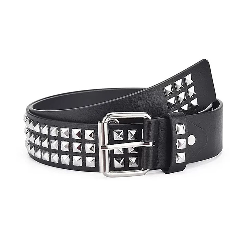 Rivet Hollow Bullet Decoration Belt Man's Goth Rock Fashion Ladies Leather Studded Gift Wild Adjustable Women Punk Black Belt