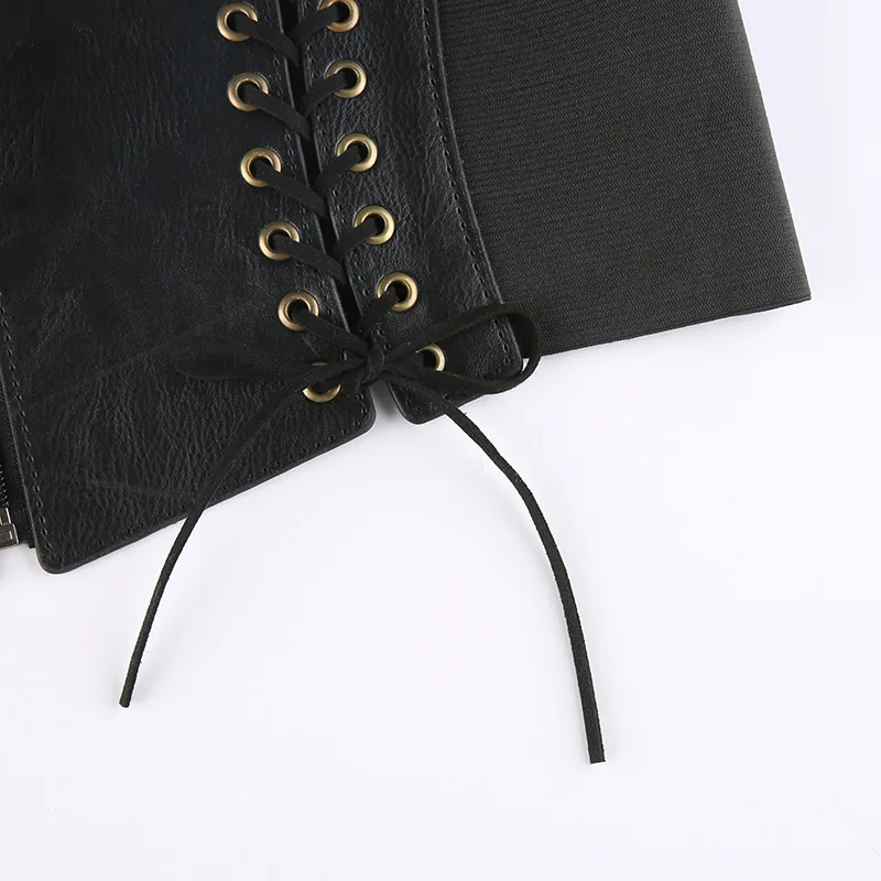 Fashion Punk Corset Wide Belts Women Slimming Body Elastic Bustier Waistband PU Leather Hip Hop Gothic Dress Girdle Belt Straps