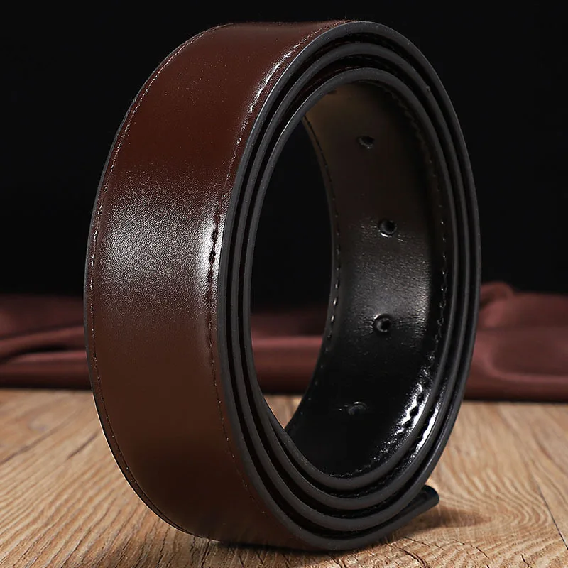 Multi-size Genuine Leather Mens Belt Two-layer Cowhide Double-sided Available Without Buckle Pin Buckle Belt for Men