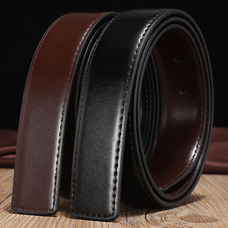 Multi-size Genuine Leather Mens Belt Two-layer Cowhide Double-sided Available Without Buckle Pin Buckle Belt for Men