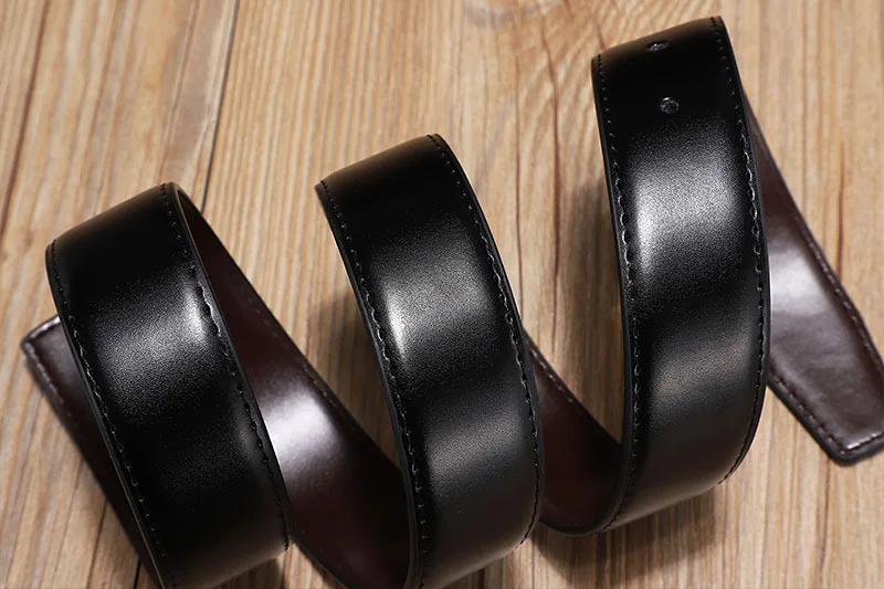 Multi-size Genuine Leather Mens Belt Two-layer Cowhide Double-sided Available Without Buckle Pin Buckle Belt for Men